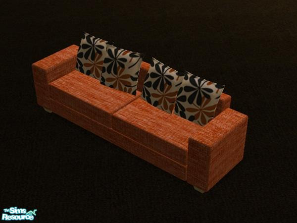 Sims 2 — Lauan Living Room - sofa and armchair by alexpilgrim68 — Panda Moaneeum sofa/armchair in orange wool chenille