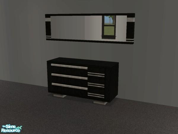 Sims 2 — Black and Marble Dresser by ApotheCari — Recolor of the Sims 2 Glamour Life Stuff Luxury Bedroom in a warm black