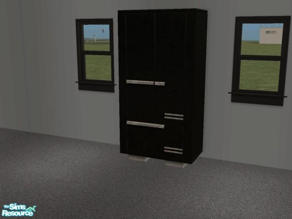 Sims 2 — Black and Marble Armoire by ApotheCari — Recolor of the Sims 2 Glamour Life Stuff Luxury Bedroom in a warm black