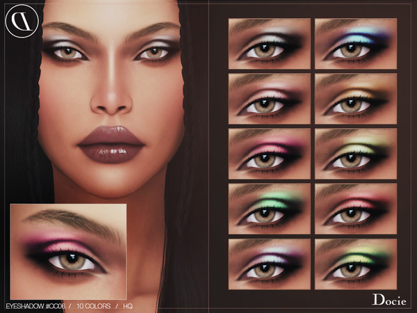 Sims 4 — Eyeshadow #CC06 by Docie — - Custom thumbnail - 10 color options - HQ texture - Compatible with HQ Mod 