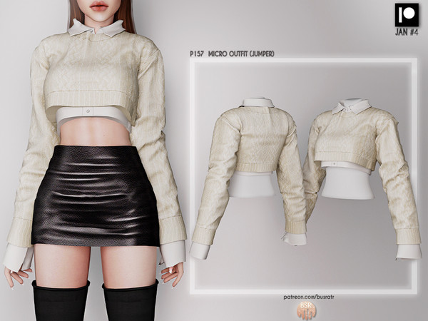 Sims 4 —  [PATREON]  (Early Access) MICRO OUTFIT (JUMPER) P157 by busra-tr — 10 colors Adult-Elder-Teen-Young Adult For