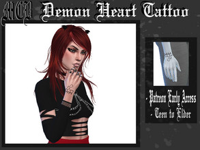 Sims 4 — Demon Heart Tattoo (PATREON) by MaruChanBe2 — Cute heart tattoo with wings, horns and a tail <3 This was my