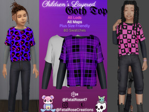 Sims 4 — Children's Layered Goth Top by FatalRose47 — Who is ready for some children's goth clothes?! Created this with