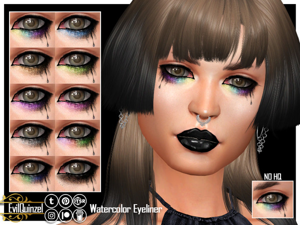 Sims 4 — Watercolor Eyeliner by EvilQuinzel — Multi-colored under eyes with tears! - Eyeliner category; - Female and