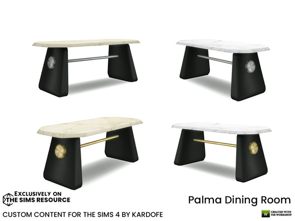 Sims 4 — Palma Dining Room Dining Table by kardofe — Dining table, with marble top, in four different options