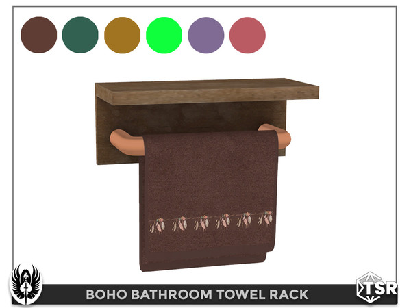 Sims 4 —  Boho Bathroom Towel Rack by nemesis_im — Towel Rack from Boho Bathroom Set - 6 Colors - Base Game Compatible 