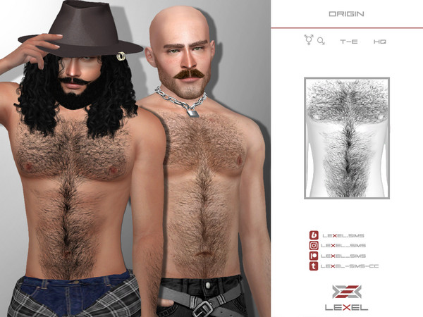 Sims 4 — Origin (Torso) by LEXEL_s — 13 swatches Male & t-male sims T-E HQ textures Body hair category 