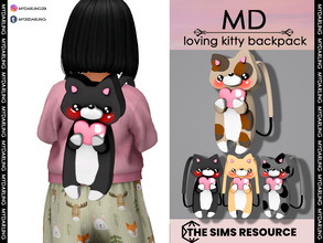 Sims 4 — loving kitty backpack Toddler by Mydarling20 — new mesh base game compatible all lods all maps 7 colors The