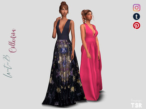 Sims 4 — Long dress - DR470 by laupipi2 — Enjoy this new long dress with V-neck -New custom mesh, all LODs -Base game