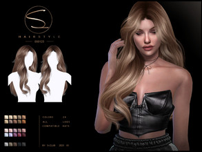 Sims 4 — Long wavy hairstyle CENDRA(050123) by S-CLUB by S-Club — Long wavy hairstyle CENDRA(050123) with 24 colors, hope