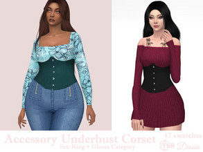 Sims 4 — Accessory Underbust Corset Set (Gloves + Ring Category) by Dissia — Underbust corset for your sim waist in many