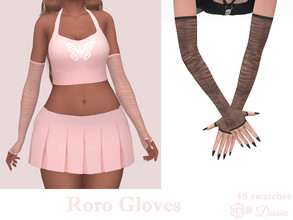 Sims 4 — Roro Gloves by Dissia — Transparent ruched gloves in many colors Available in 48 swatches