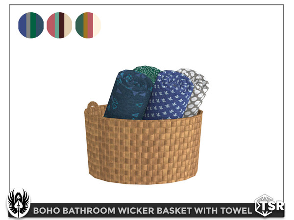 Sims 4 — Boho Bathroom Wicker Basket With Towel by nemesis_im — Wicker Basket With Towel from Boho Bathroom Set - 3