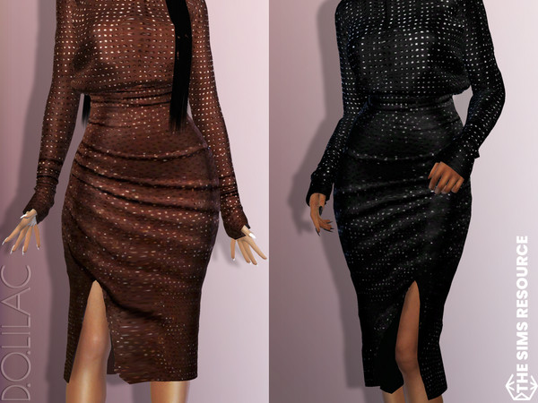 Sims 4 — Crystal Embroidered Midi Skirt [SET] DO724 by DOLilac — Custom thumbnail New Mesh 5 Colors