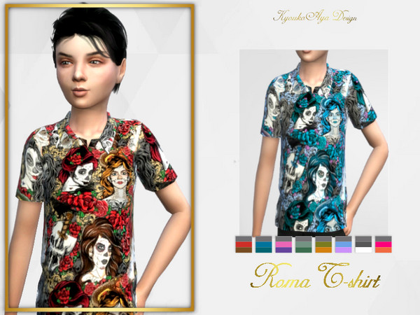 Sims 4 — Roma T-shirt Child by KyoukoAya — Roma T-shirt Polo Child 10 swatches by KyoukoAya