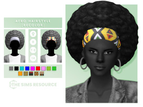 Sims 4 — Afro Hairstyle [Recolor] by OranosTR — It was made for the bandana to change color for Afro hairstyle. This