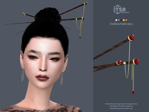 Sims 4 — Celina hair acc by sugar_owl — Asian hair sticks with agate gemstones for male and female sims. Designed for