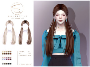 Sims 4 — Double  ponytail 010223(joppa) by S-Club — Double ponytail 010223(joppa) with 24 colors, hope you like