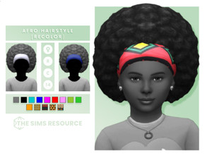 Sims 4 — Afro Hairstyle [Child - Recolor] by OranosTR — It was made for the bandana to change color for Afro hairstyle.