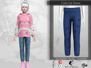 Sims 4 — Cute Cat Pants  by KaTPurpura — Cat-themed elasticated body-hugging pants