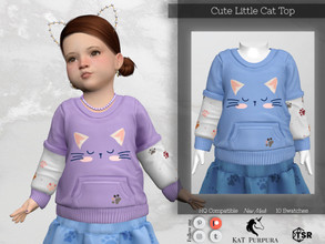 Sims 4 — Cute Little Cat Top by KaTPurpura — Cat Themed Pocket Front Sweater