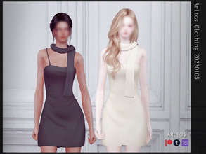 Sims 4 — Dress with scarf / 20230105 by Arltos — 12 colors. HQ compatible.