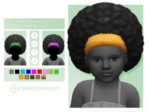 Sims 4 — Afro Hairstyle [Toddler - Recolor] by OranosTR — It was made for the bandana to change color for Afro hairstyle.