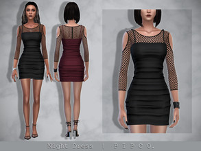 Sims 4 — Night Dress. by Pipco — A trendy layered dress in 12 colors. Base Game Compatible New Mesh All Lods HQ