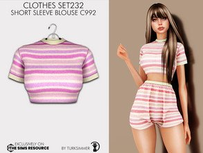 Sims 4 — Clothes SET232 - Short Sleeve Blouse C992 by turksimmer — 6 Swatches Compatible with HQ mod Works with all of