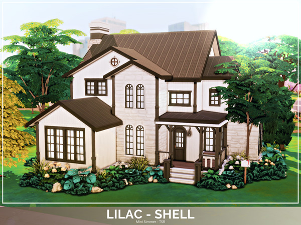 Sims 4 — Lilac - Shell (No CC) by Mini_Simmer — A cozy family home containing 5 bedrooms, 4 bathrooms and a study which