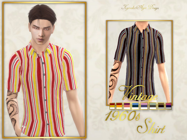 Sims 4 — 1960 vintage shirt by KyoukoAya — 1960s Vintage shirt 9 swatches by KyoukoAya