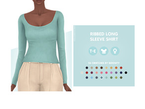 Sims 4 — Long Sleeve Shirt (Ribbed Retexture) by simcelebrity00 — Hello Simmers! Grab this Ribbed version of my