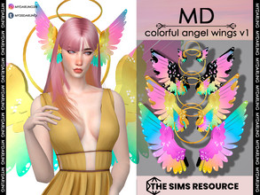 Sims 4 — colorful angel wings v1 Adult by Mydarling20 — new mesh base game compatible all lods all maps 7 colors This cc