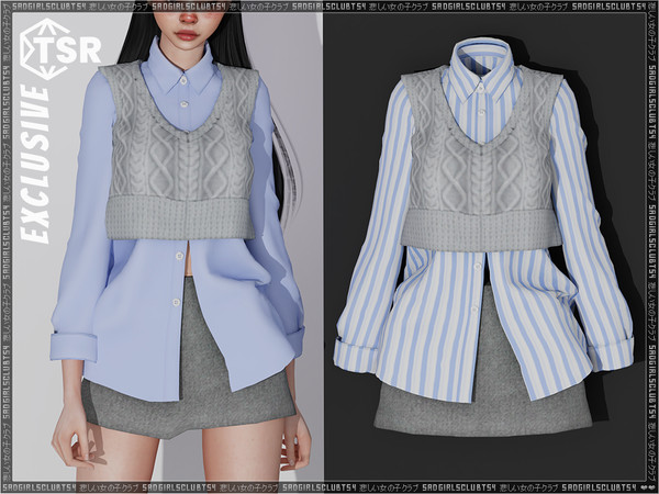 Sims 4 — SGC| Polly sweater vest & shirt outfit RD3 by sadgirlsclub — / TSR exclusive / new original mesh / 21