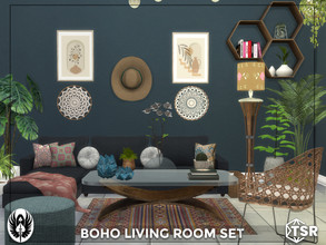 Sims 4 — Boho Living Room Set by nemesis_im — Sets of furniture from Boho Living Room Set This set includes 10 items: -