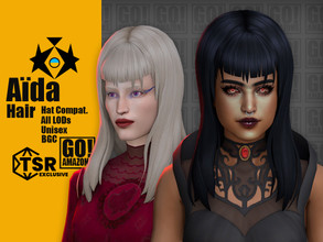 Sims 4 — Aida Hair by GoAmazons — >Base game compatible unisex hairstyle >Hat compatible >From Teen to Elder