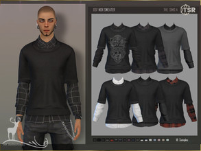 Sims 4 — NOX SWEATER by DanSimsFantasy — Classic combination of a sweater with a button down shirt. Samples: 18 Location: