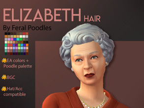 Sims 4 — Elizabeth Hair by feralpoodles — A hair inspired by Queen Elizabeth -69 swatches (24 EA colors + 45 Poodles)