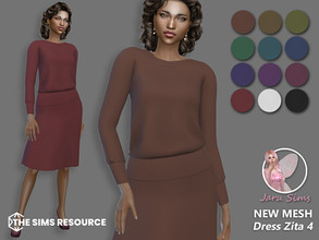 Sims 4 — Dress Zita 4 by Jaru_Sims — New Mesh HQ mod compatible All LODs 12 swatches Teen to elder Custom thumbnail Size