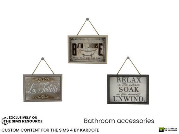 Sims 4 — kardofe_Bathroom accessories_Wall decoration by kardofe — Bathroom wall decoration with bathroom phrases In