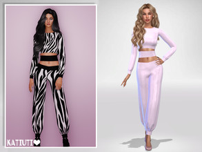 Sims 4 — Cool Jumpsuit by Katiuti — Shiny long sleeve jumpsuit with a belly-stripe, comes in many colors