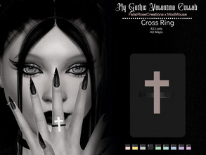 Sims 4 — Cross Ring MGV Collab by FatalRose47 — The ring is a left-hand middle finger ring with a small band and a cross