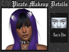 Sims 4 — Pirate Makeup Details by MaruChanBe2 — Cute black skulls and bones for under eyes <3 In blush section.