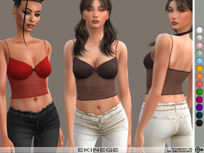 Sims 4 — Semi-Sheer Tank Top by ekinege — Semi-sheer top featuring lined bust cups with a bow detail at centre front. 15
