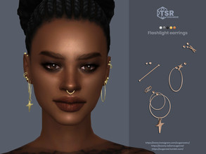 Sims 4 — Flashlight earrings by sugar_owl — Metal hoop earrings with piercing for male and female sims. 5 swatches: gold,