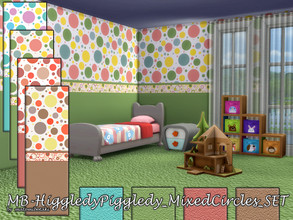 Sims 4 — MB-HiggledyPiggledy_MixedCircles_SET by matomibotaki — Wall and foor set in 4 different matching color shades,