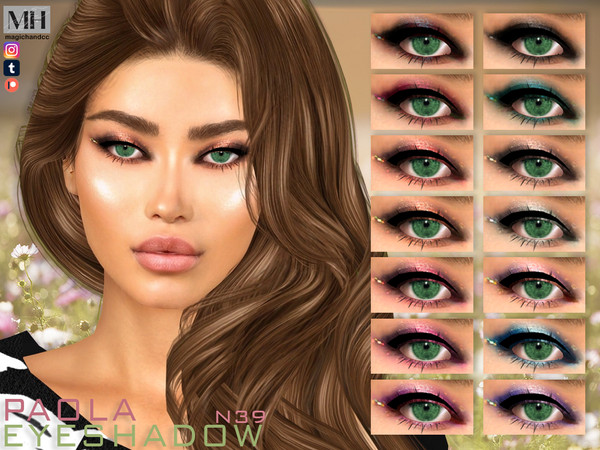 Sims 4 — [Patreon] Paola Eyeshadow N39 by MagicHand — Eye makeup with crystals in 16 colors - HQ Compatible. Preview -