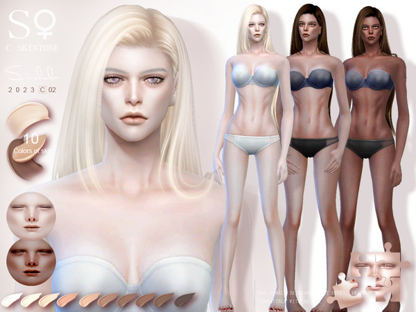 Sims 4 — (Female) skinny colorful skin by S-CLUB 022023 by S-Club — (Female) skinny colorful skin with 10 swatches, hope