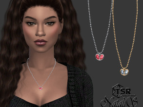 Sims 4 — Heart pendant medium necklace by Natalis — Heart pendant medium necklace. Female teen- elder. 4 colors. HQ mod