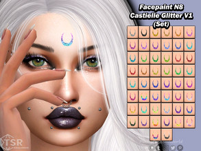 Sims 4 — Facepaint N8 - Castielle Glitter V1 (Set) by PinkyCustomWorld — Moon crescent forehead facepaint in cute glitter